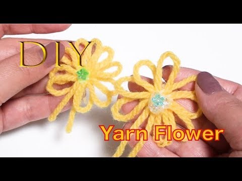 【DIY】フォークで作る毛糸のお花の作り方 ★ How to Make a Yarn Flower.〔＃38〕